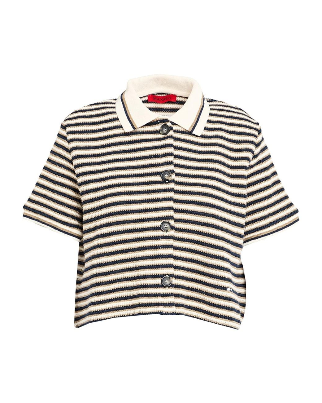 MAX&Co. Black Striped Knit Top