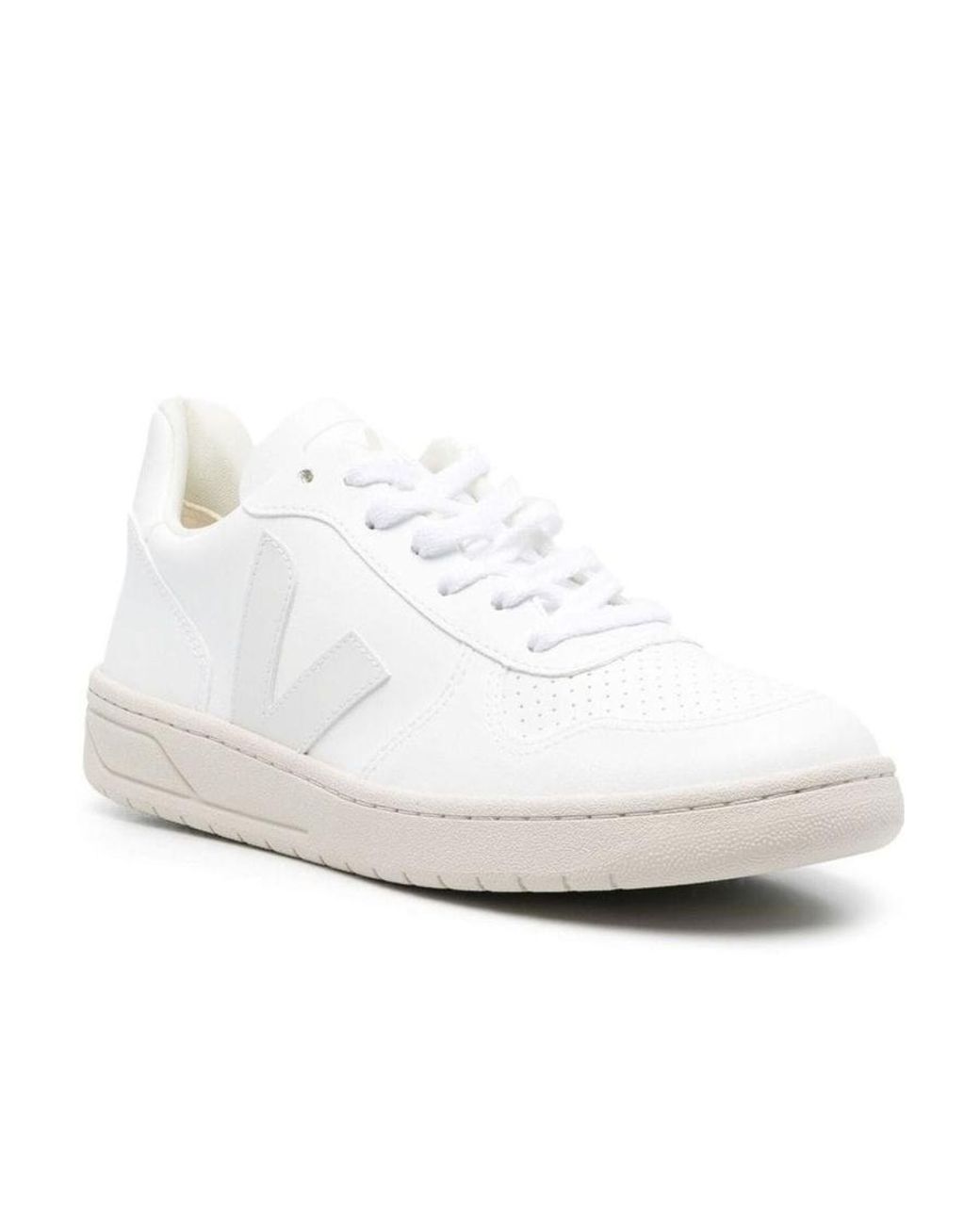 Veja White V-10 Lace-Up Sneakers for men