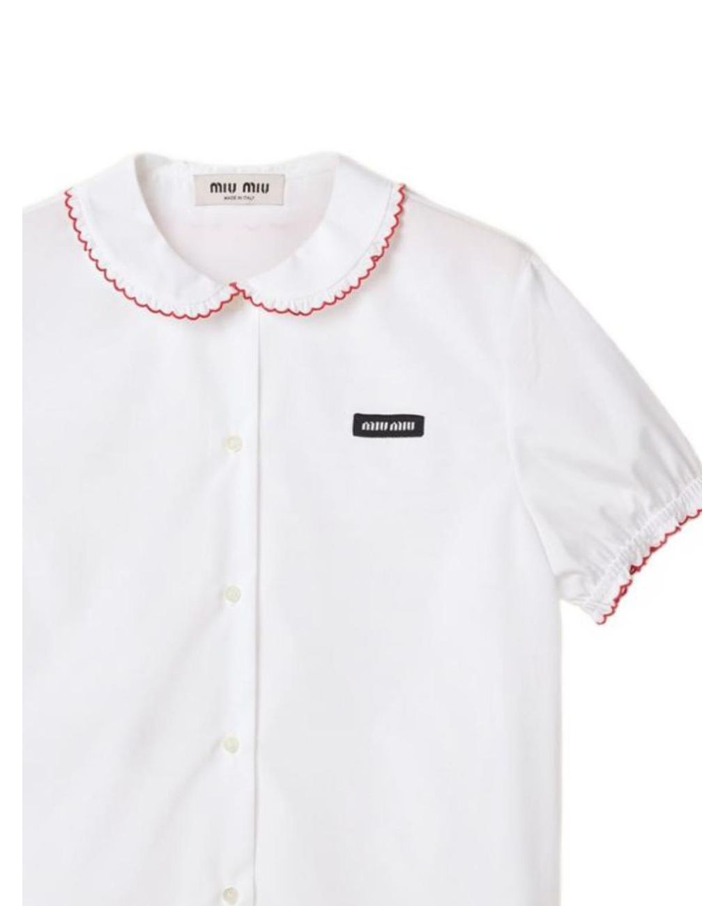 Miu Miu White Embroidered Poplin Shirt