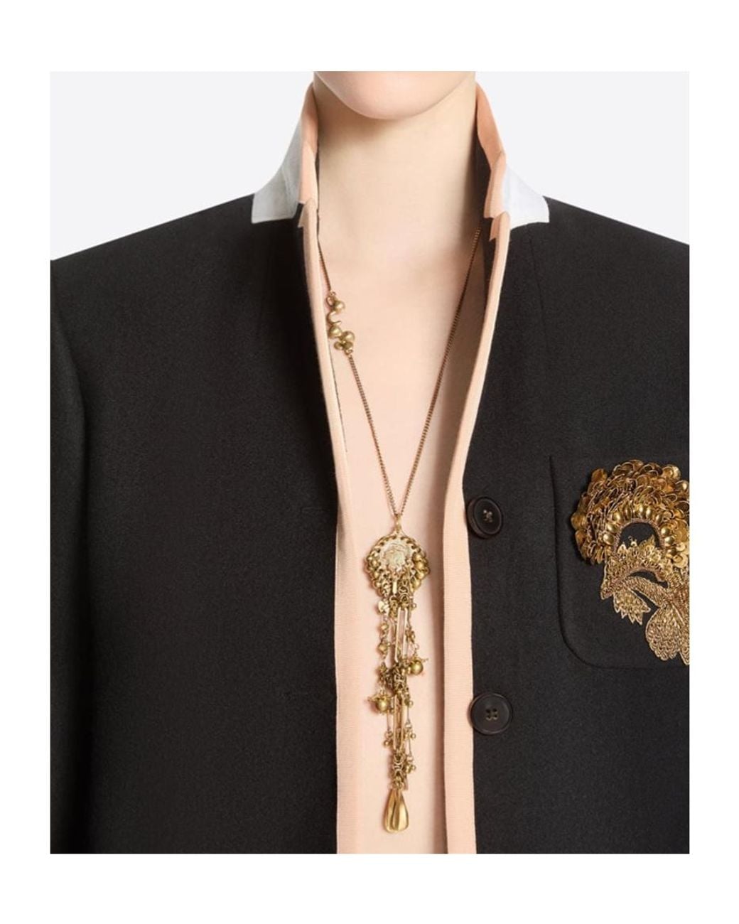 Dries Van Noten White V-Shaped Pendant Necklace
