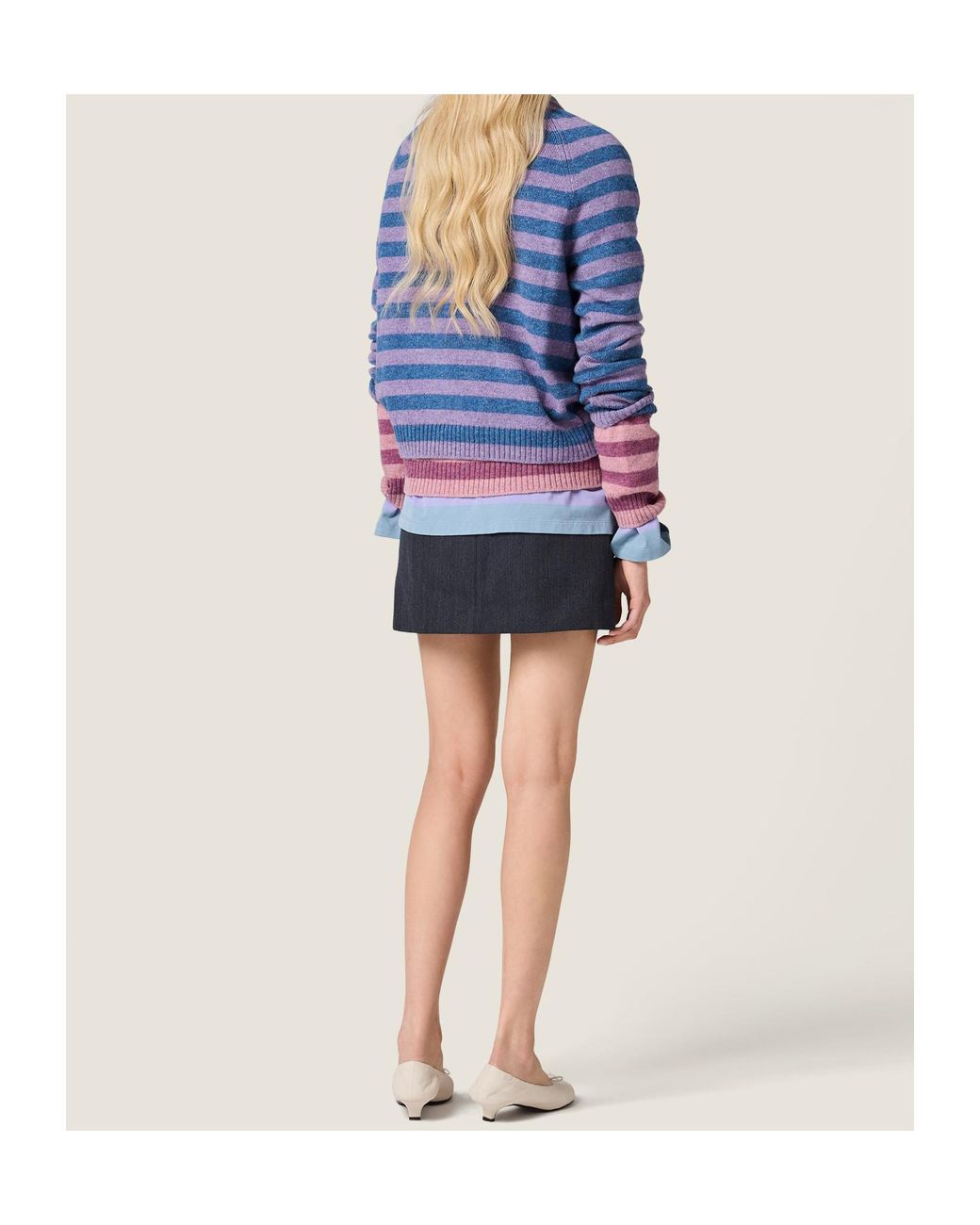 Miu Miu Blue Wool Crew-Neck Sweater