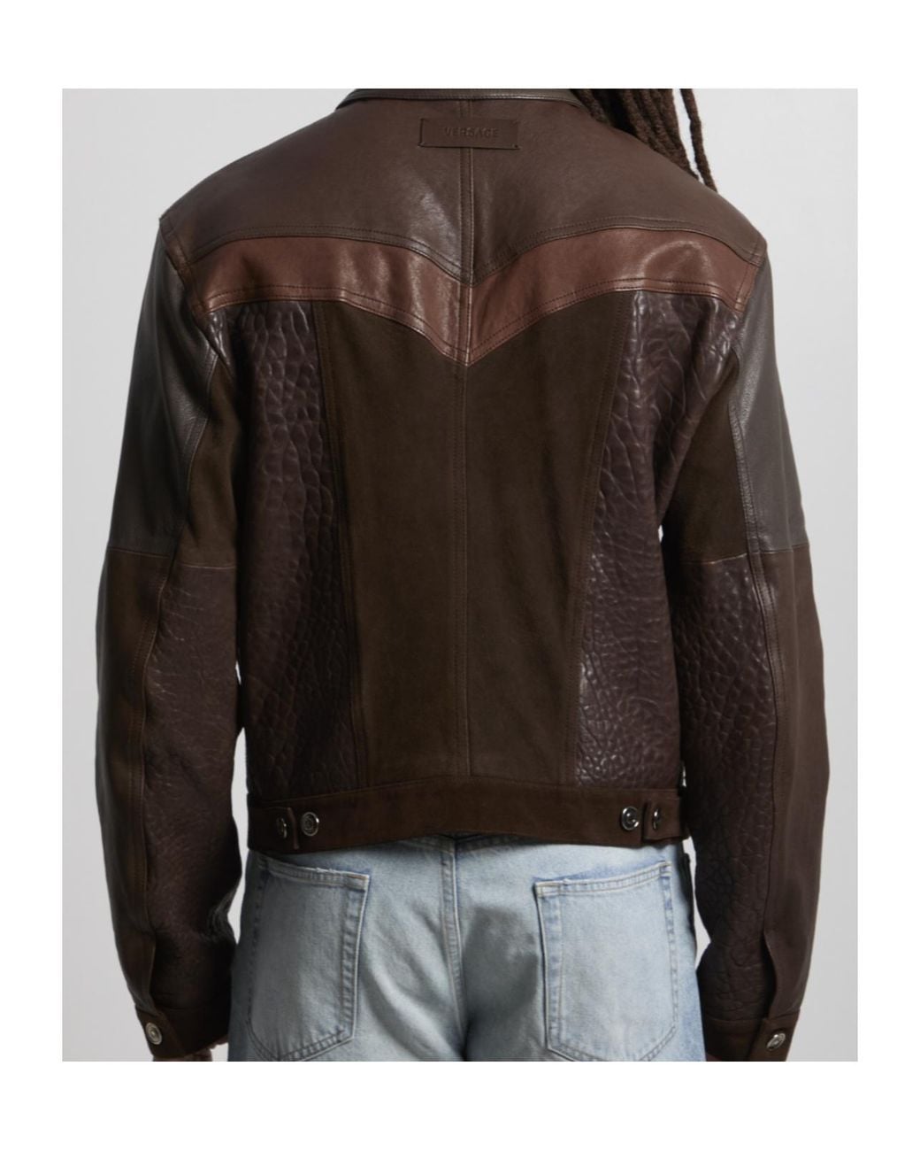 Versace Black Slim Fit Leather Blouson for men