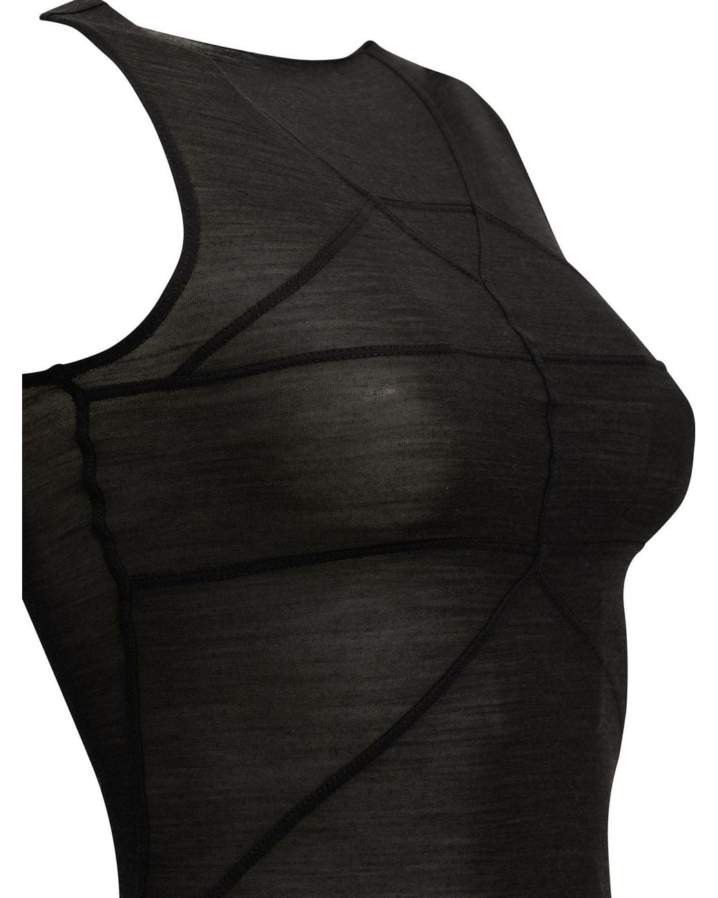 Rick Owens Black Exposed-Seam Slim Fit Tank Top