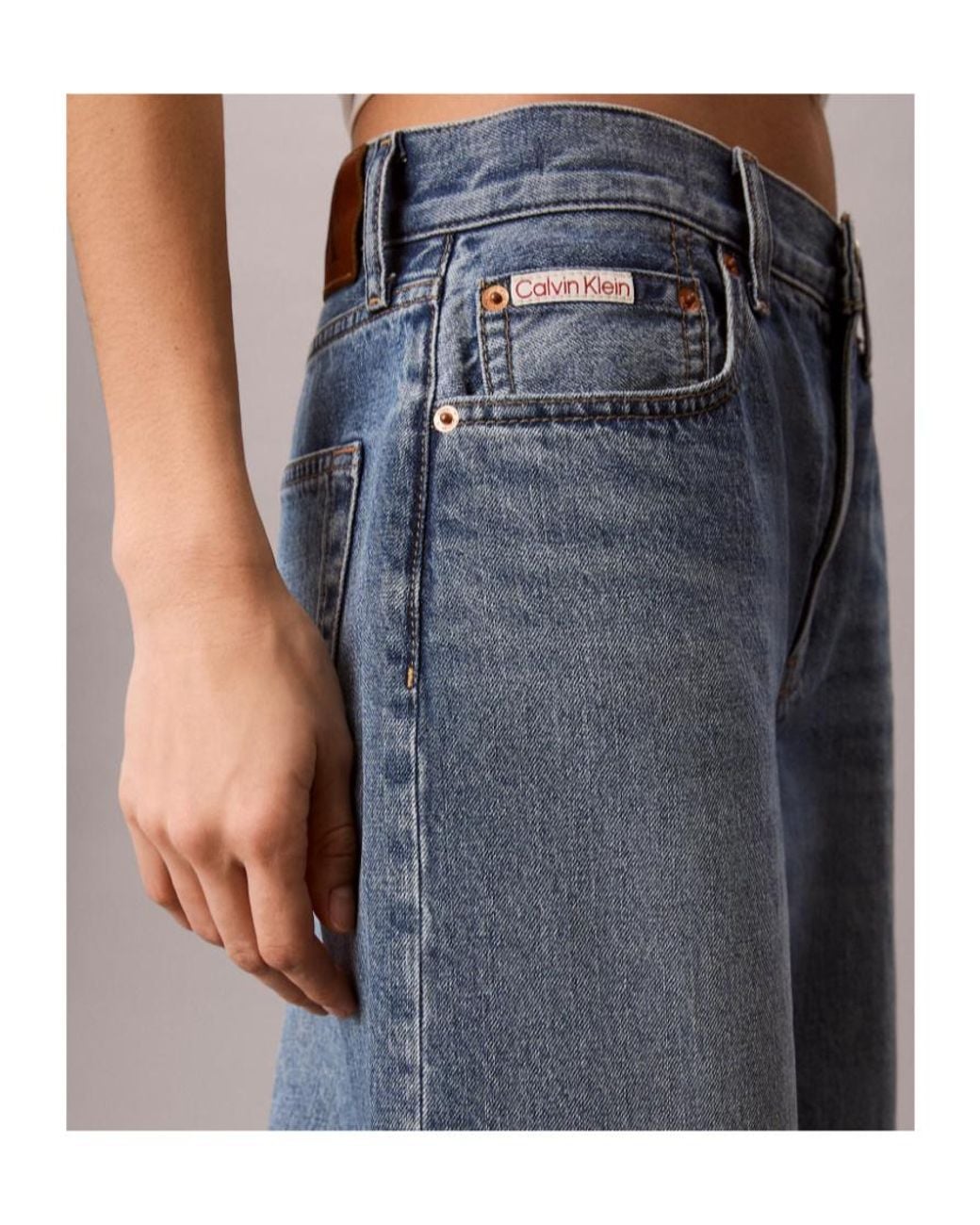 Calvin Klein Blue Cropped Barrel Jeans