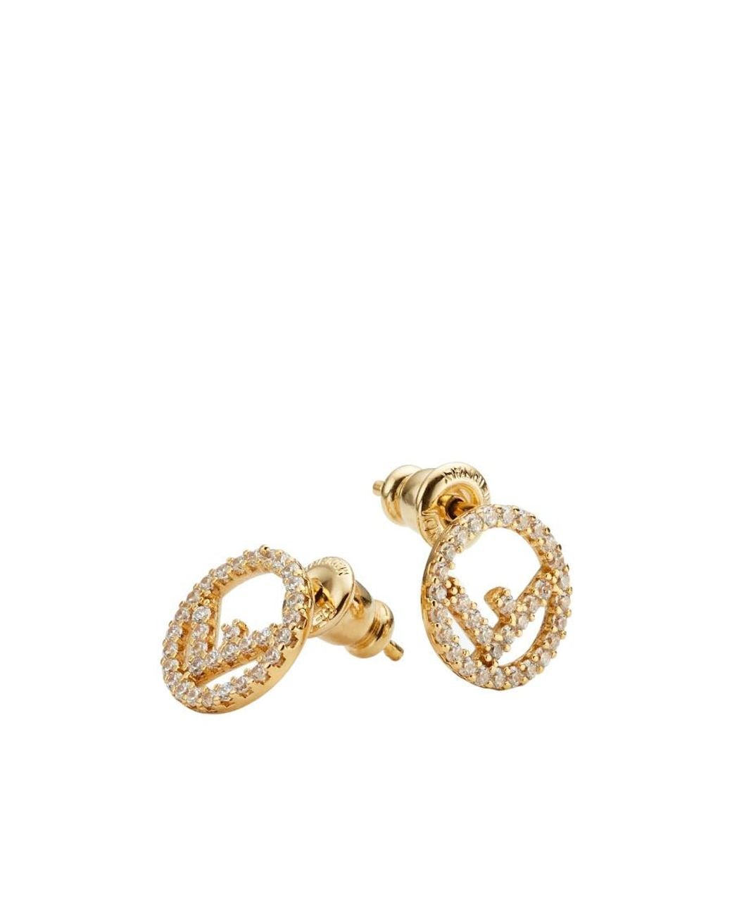 Fendi Metallic Logo Embellished Earrings
