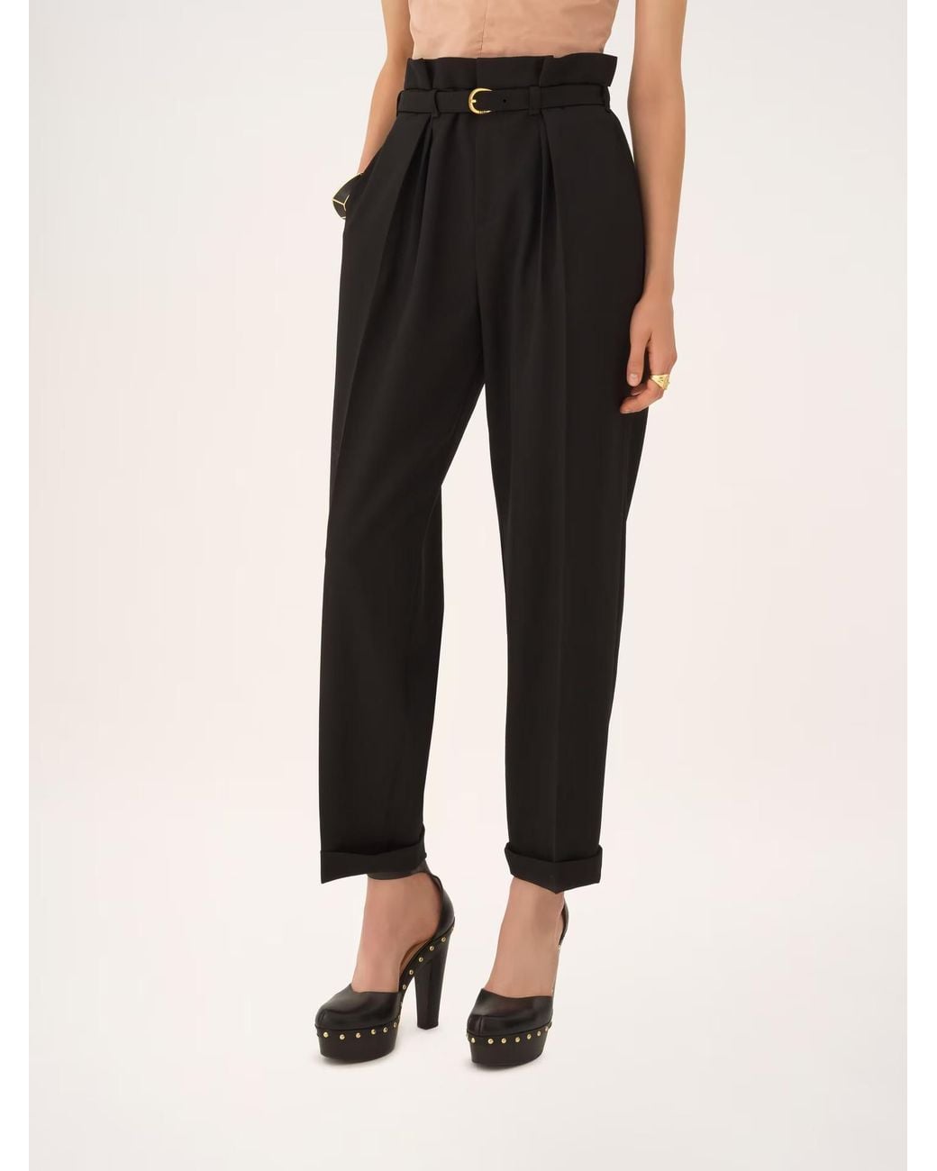 Chloé Black Chloé High-Waisted Wide-Leg Trousers