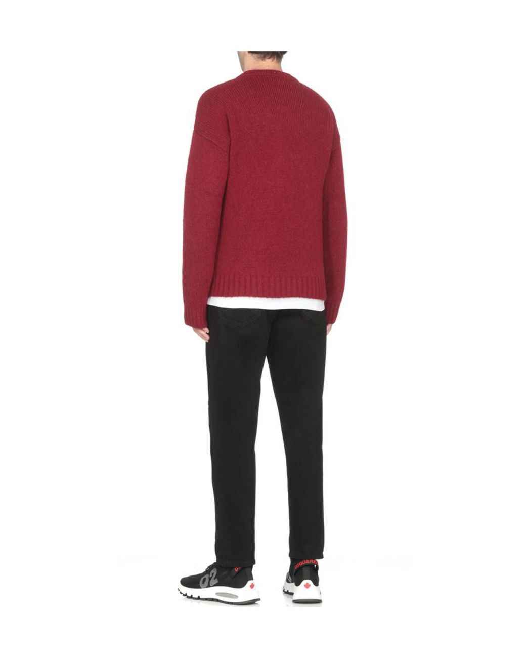 DSquared² Red Logo-Patch Crewneck Jumper for men