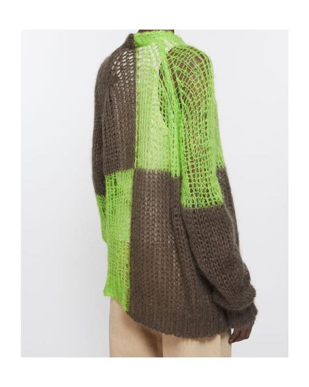 Acne Green Colour-Block Knit Sweater
