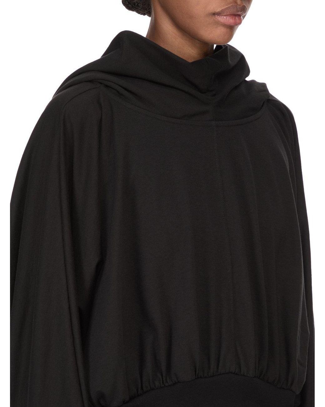 Rick Owens Black Temple Cropped Hooded Top