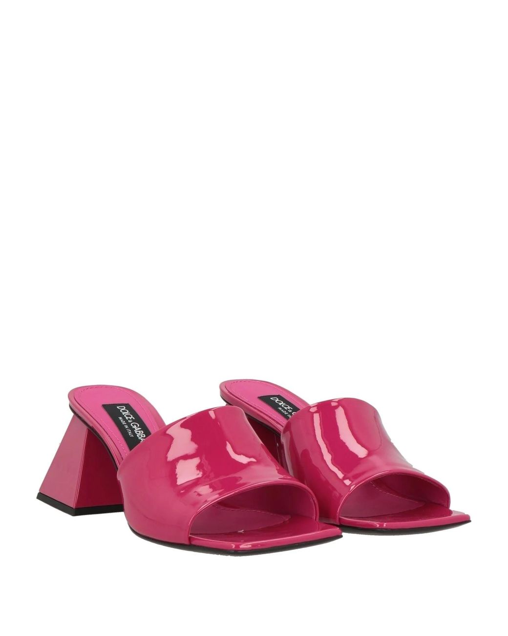Dolce & Gabbana Pink Patent Leather Square-Toe Slippers