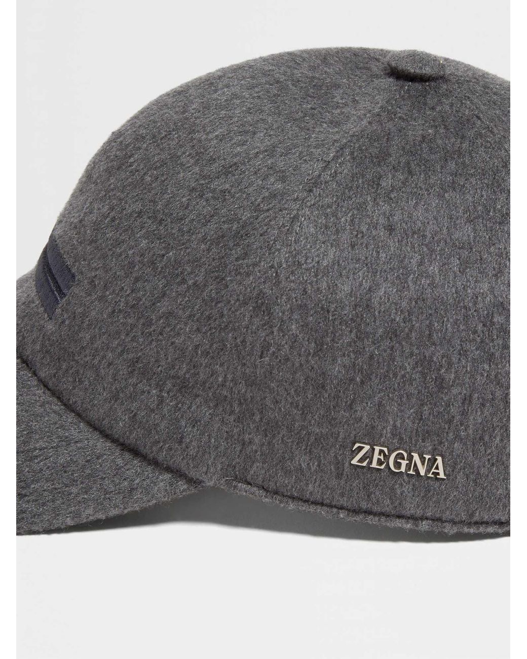 Zegna Gray Cashmere Baseball Cap for men