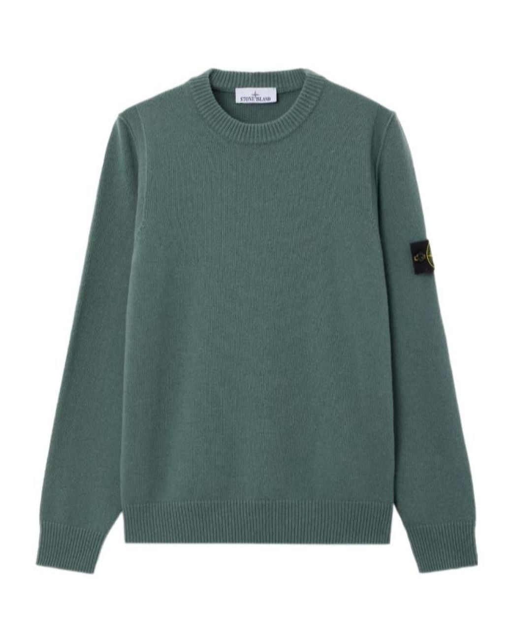 Stone Island Green Logo Patch Crewneck Sweater for men