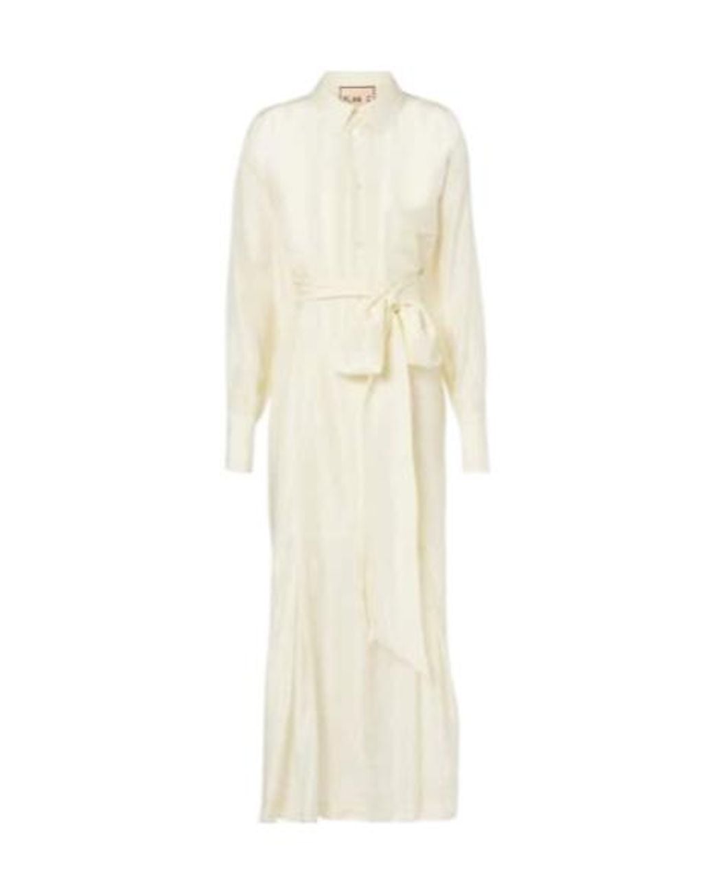 Plan C White Belted Silk Shirtdress