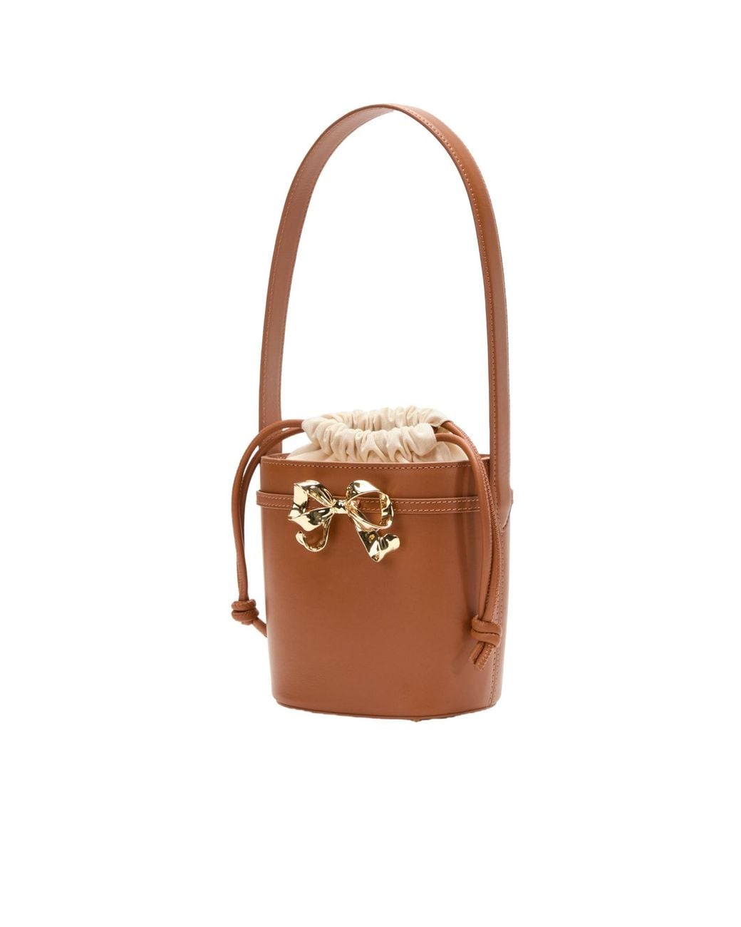 Self-Portrait Brown Bow Drawstring Bucket Bag