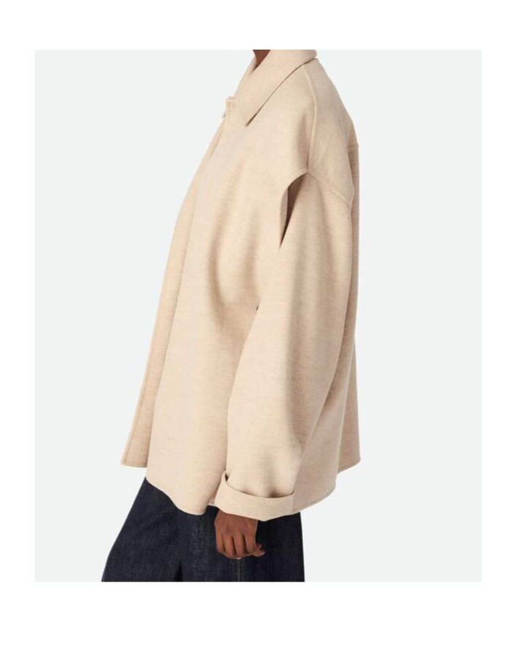 Bottega Veneta Natural Double Wool And Cashmere Short Coat
