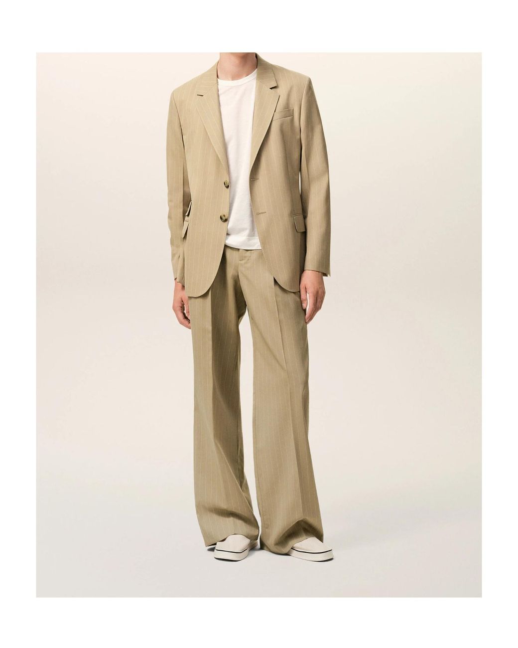 AMI Natural Ami Pinstriped Single-Vent Blazer for men