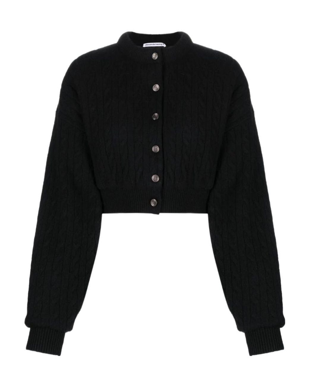 Alexander Wang Black Cable-Knit Cropped Cardigan