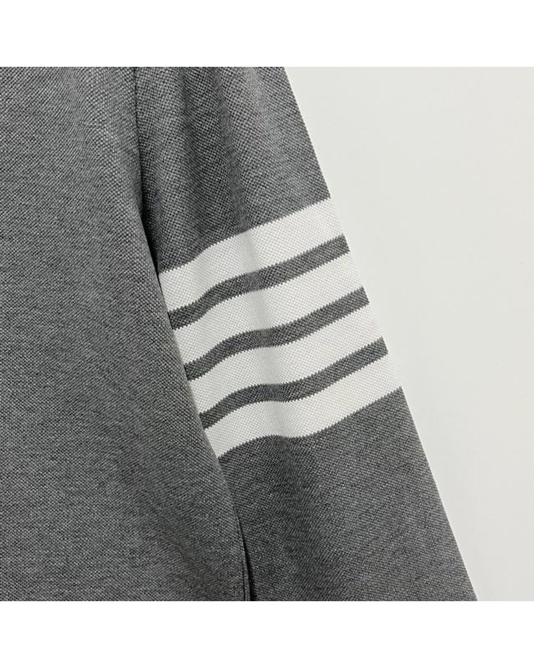 Thom Browne Gray 4-Bar Long-Sleeve Polo Shirt for men