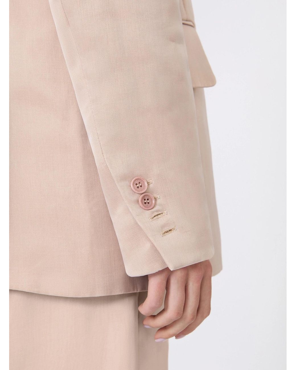 Max Mara Natural Feltro Double-Breasted Tailored Blazer