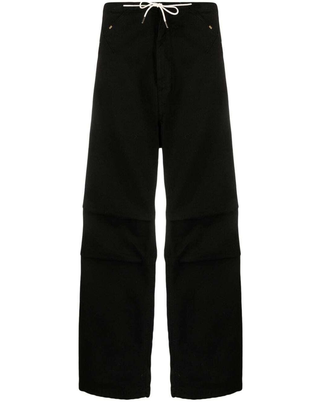 DARKPARK Black Drawstring-Waistband Cotton Trousers