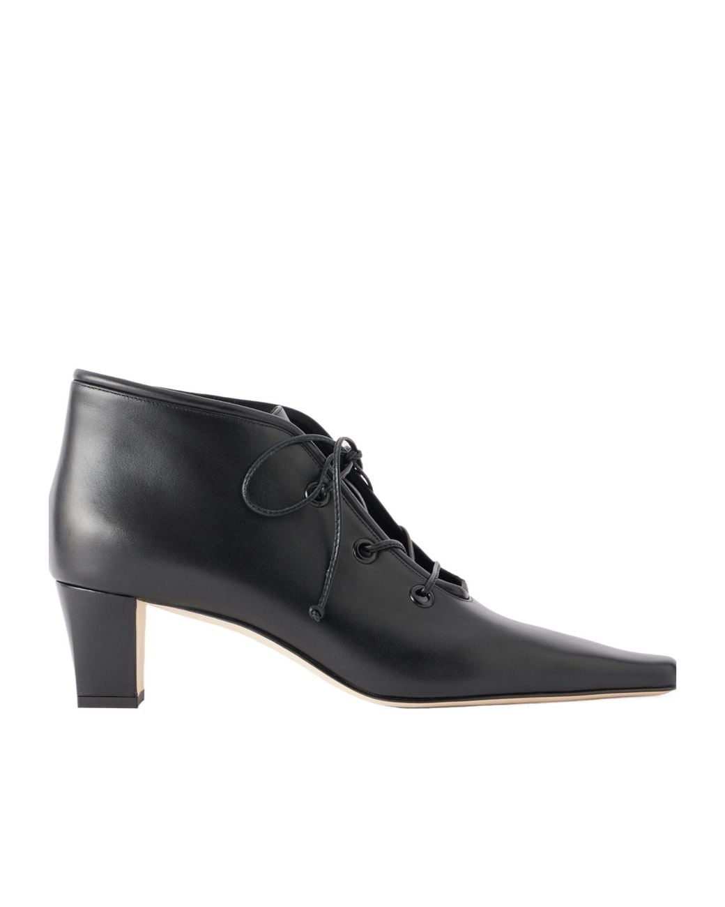 Manolo Blahnik Black Lace-Up Leather Boots