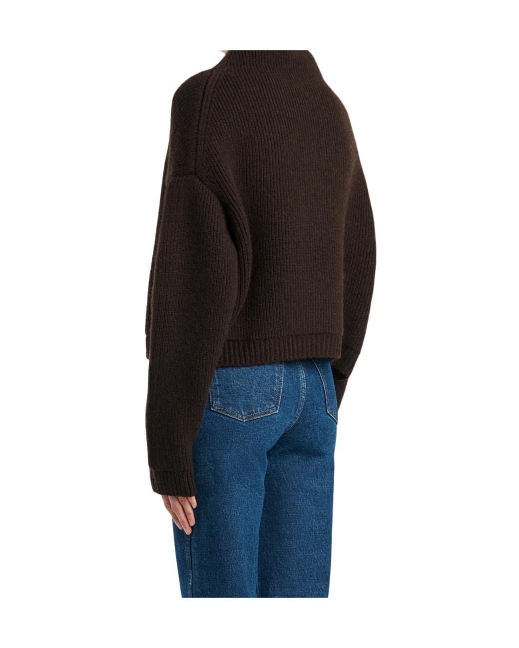 Khaite Black Marjorie Cashmere Rib-Knit Funnel-Neck Cardigan