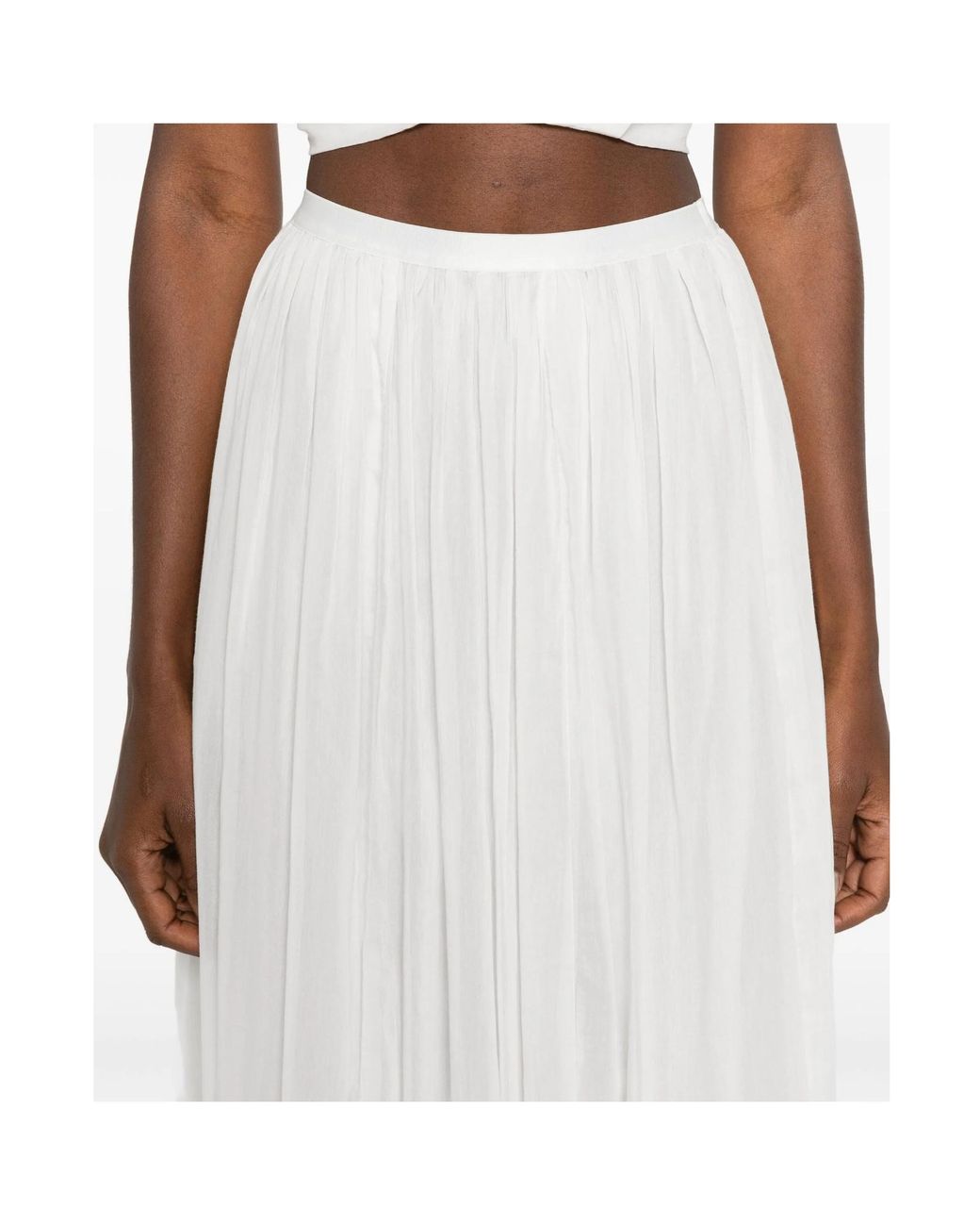 Forte_forte White Elastic Waist Skirt