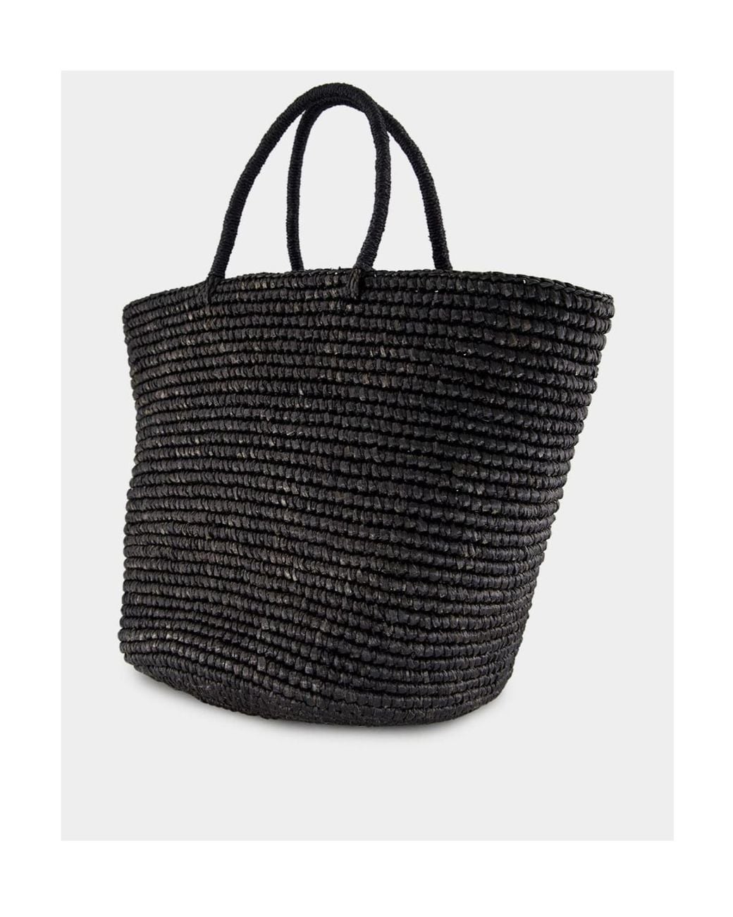Sensi Studio Black Large Straw Tote Bag