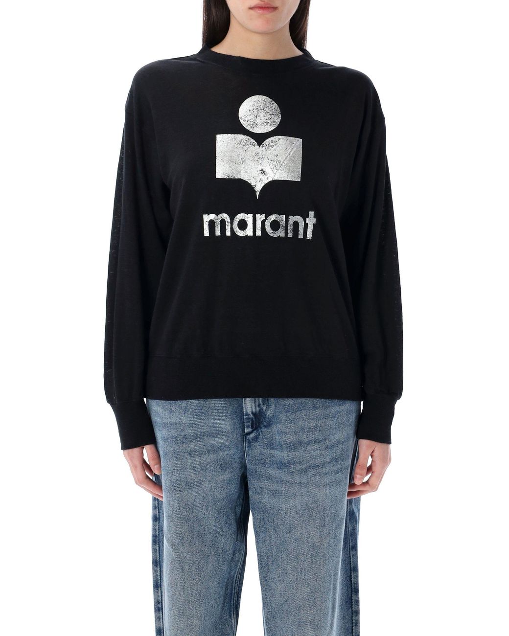 Isabel Marant Green Isabel Marant Étoile Logo Printed Long-Sleeved T-Shirt