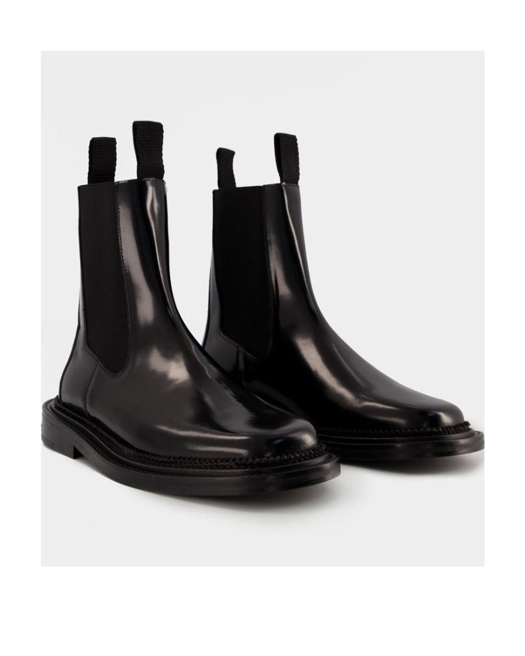 Toga Virilis Black Stud-Embellished Leather Ankle Boots for men