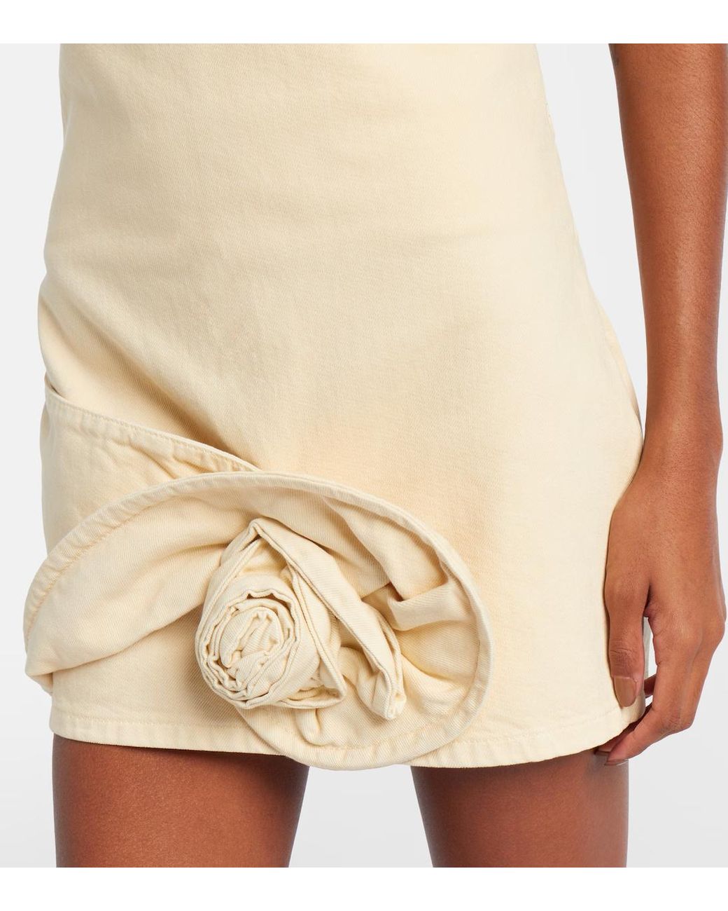 Magda Butrym Natural Floral-Appliqué Denim Minidress