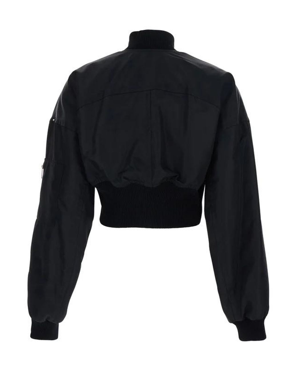 Sportmax Black Crop Jacket Tech Fabric Polyamide Coat