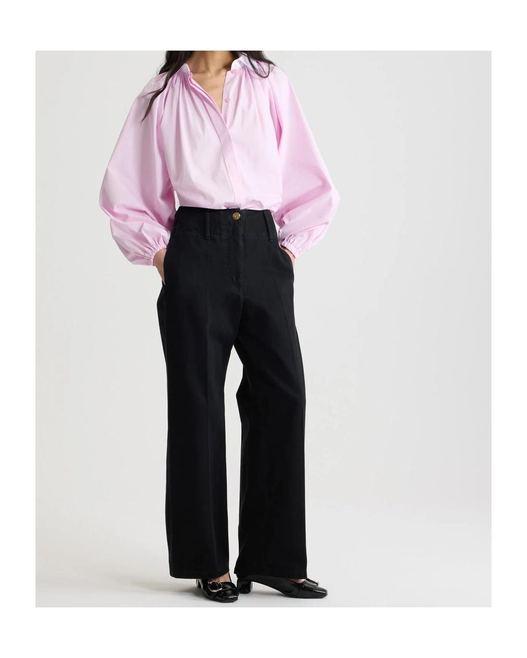Patou Black Wide Waistband Denim Jeans
