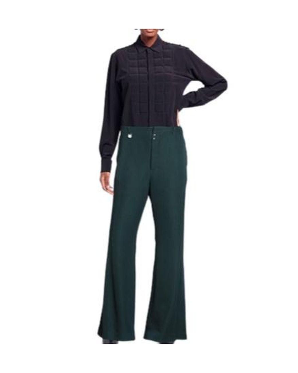 MM6 by Maison Margiela Green Solid-Color Wool Pants