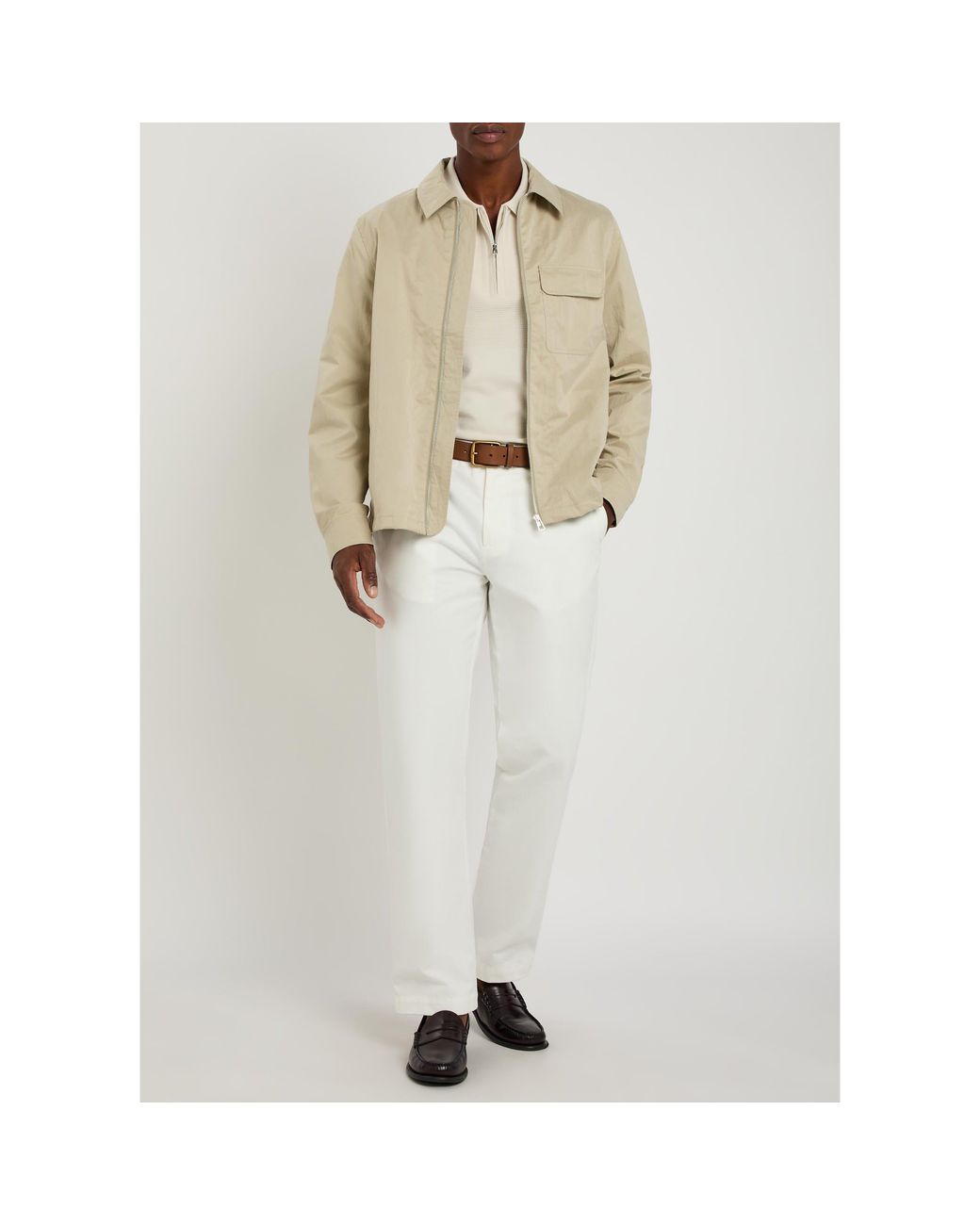 Paul Smith White Cotton Zip Collar Polo Shirt for men