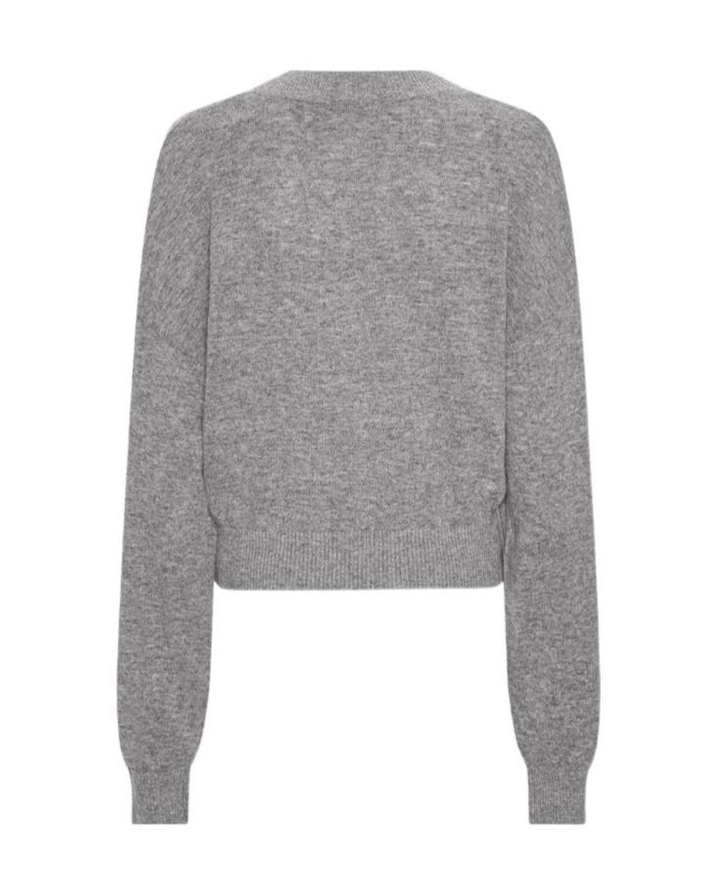 ROTATE BIRGER CHRISTENSEN Gray V-Neck Logo Sweater