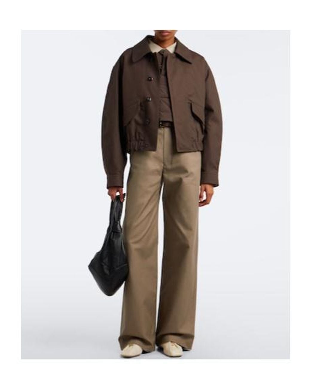 Lemaire Gray Cotton Twill Wide-Leg Pants