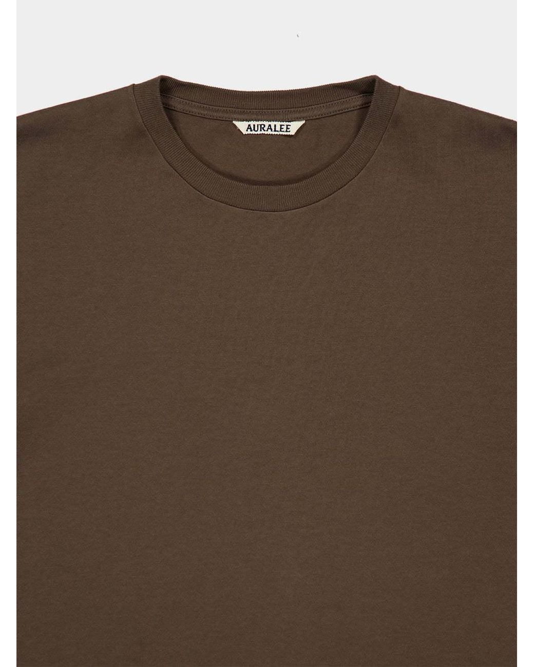 Auralee Brown Crew-Neck Short-Sleeve T-Shirt for men