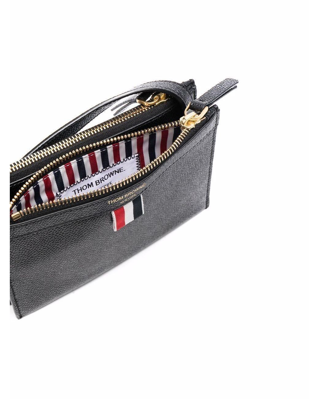 Thom Browne Black Rwb Tab Zipped Crossbody Bag
