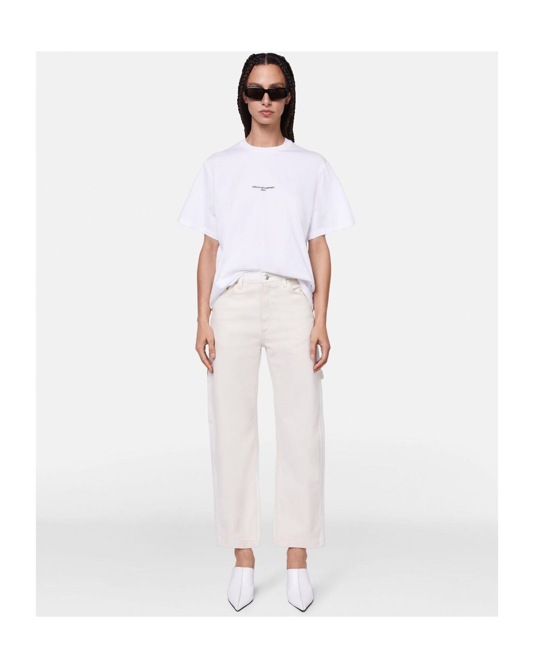 Stella McCartney White High-Waist Straight-Leg Jeans