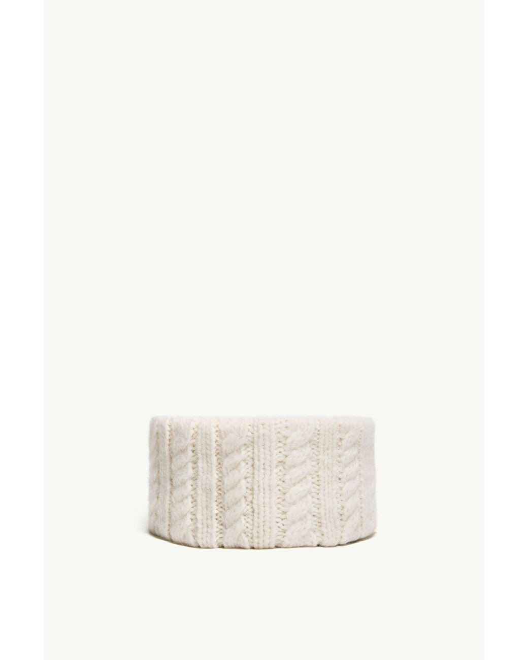 Moncler White Cable Knitted Logo Headband