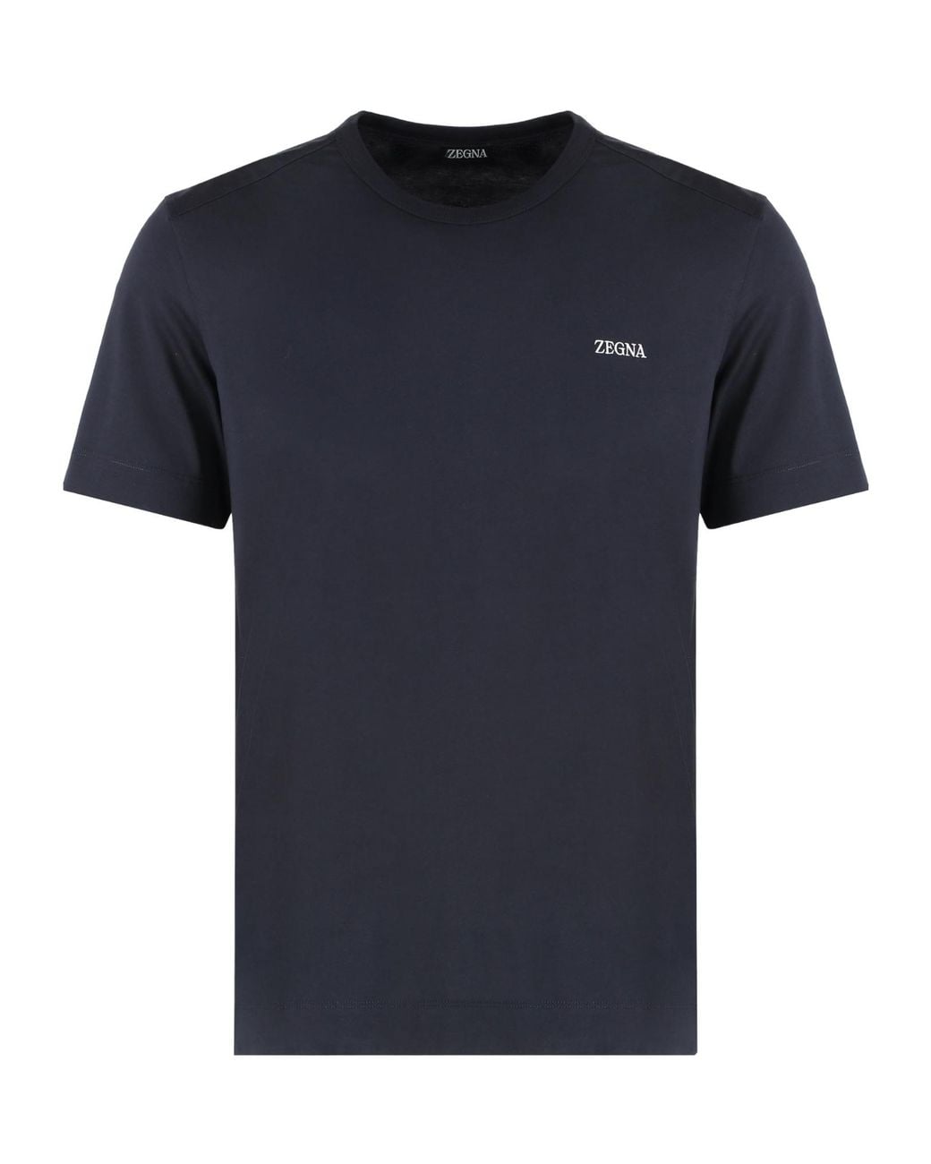 Zegna Black Logo Embroidered Crewneck T-Shirt for men