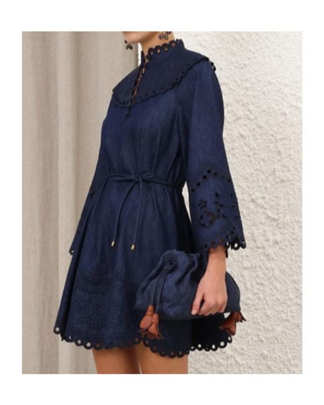 Zimmermann Blue Mahon Broderie Denim Mini Dress