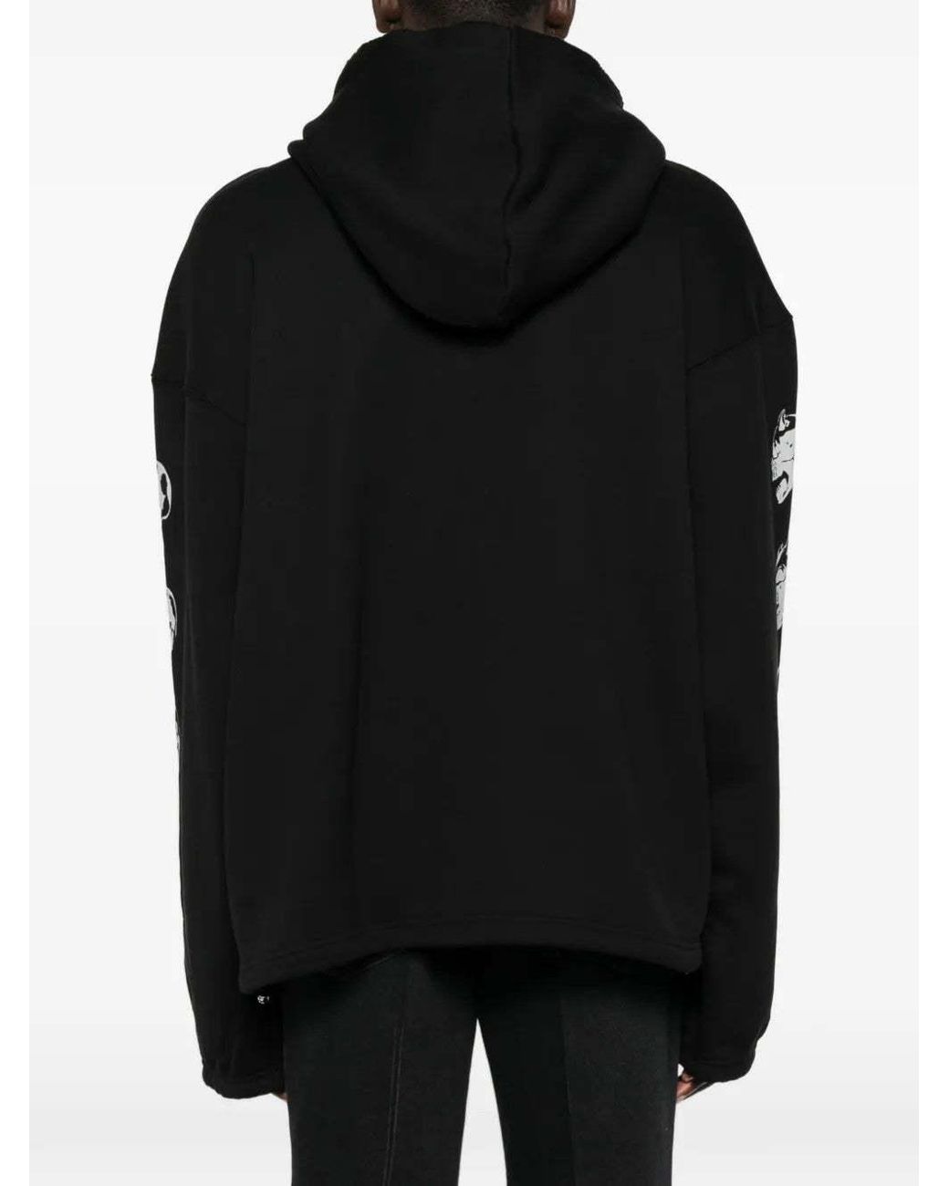THUG CLUB Black Graphic-Print Snap-Button Hoodie for men