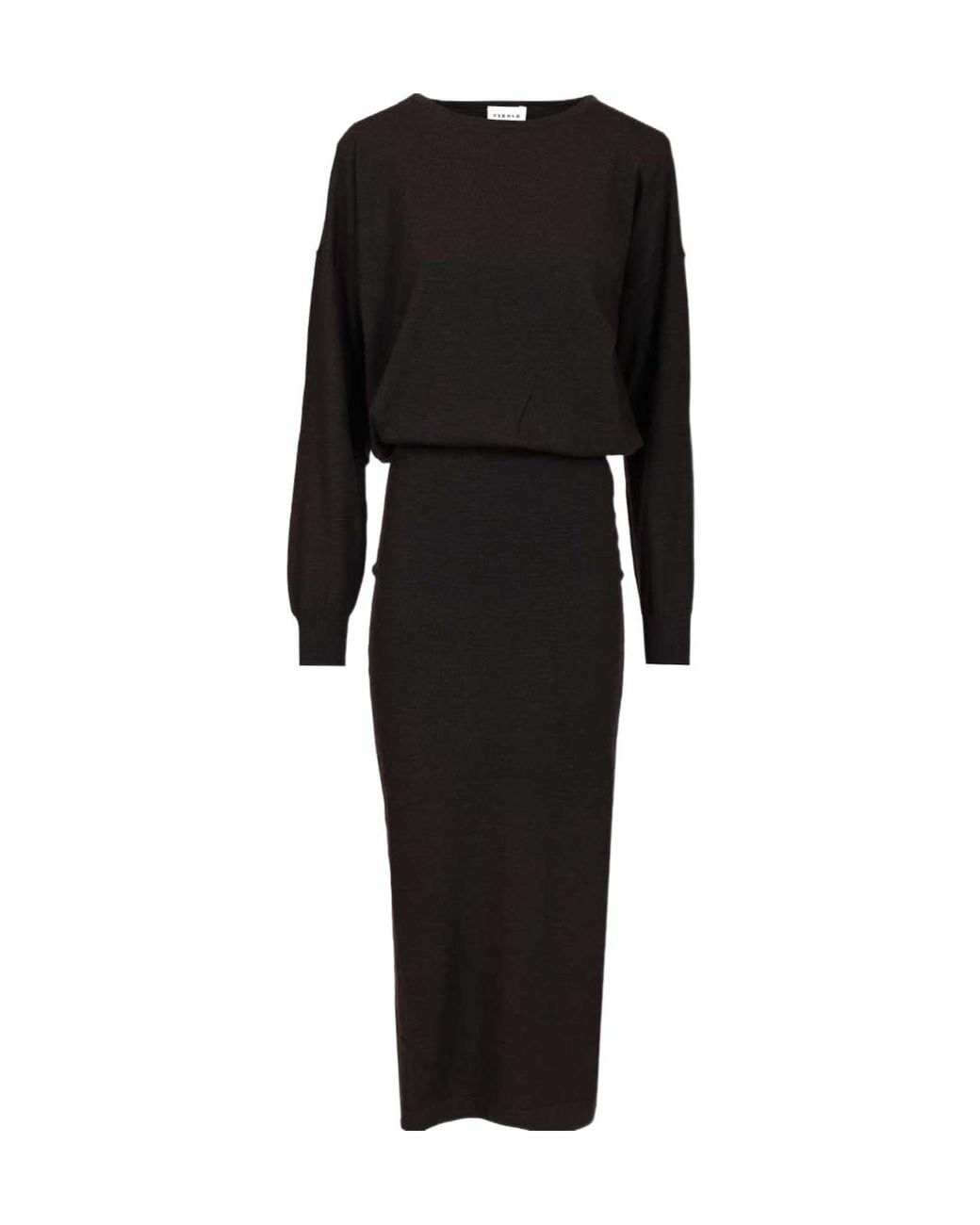 P.A.R.O.S.H. Black Boat-Neck Midi Dress