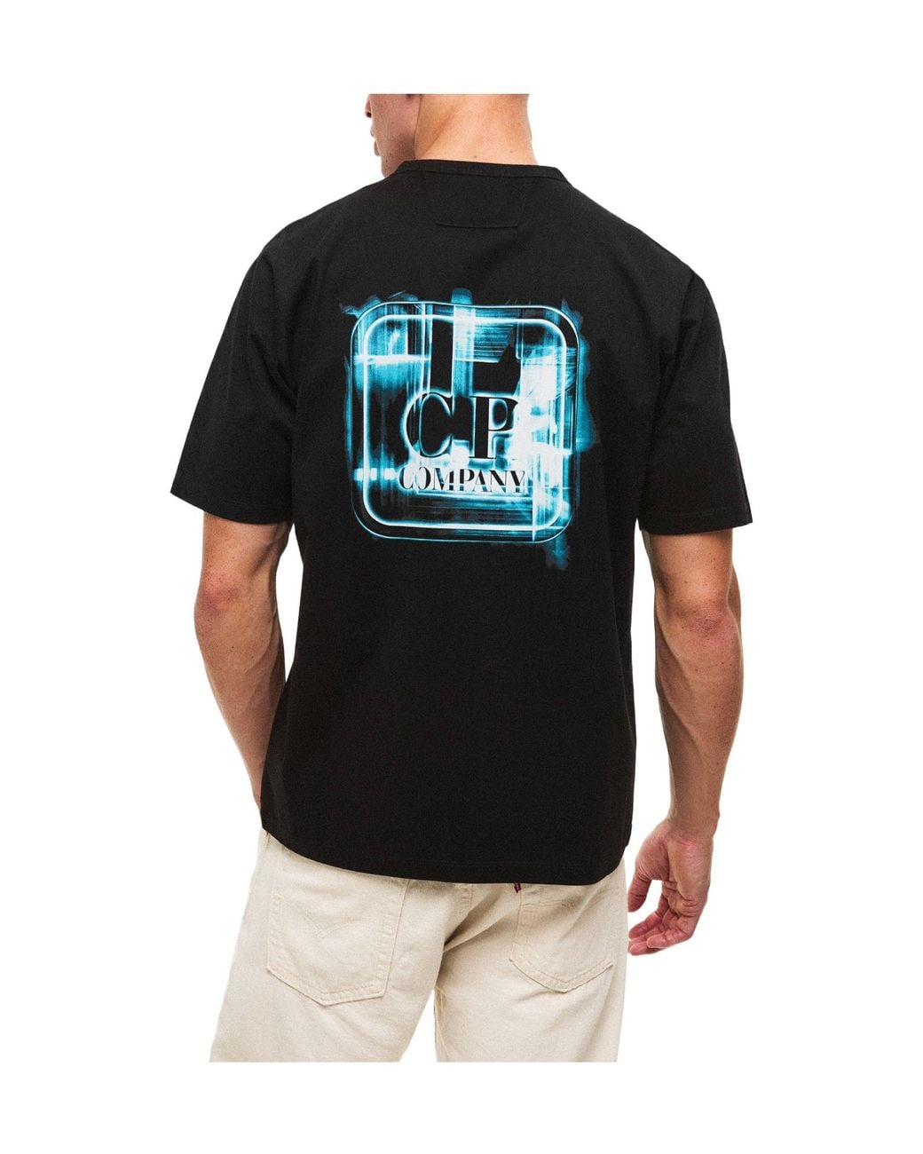 C P Company Black Stencil Large T-Shirt for men