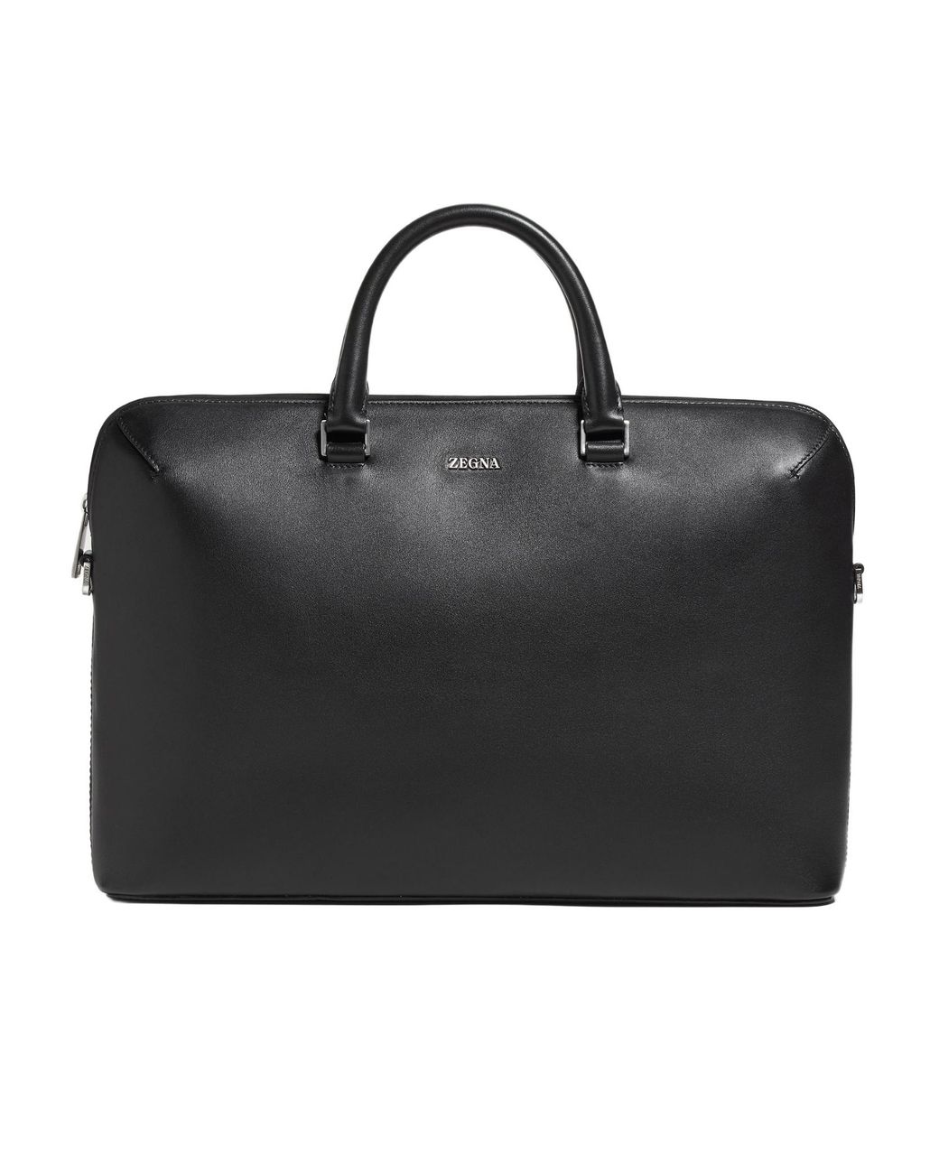 Zegna Black Logo Detailed Top Handle Briefcase for men