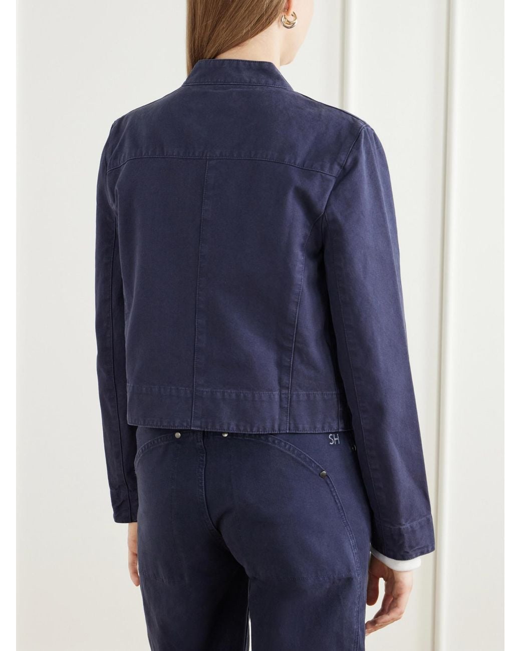 Still Here Blue Zip-Up Cropped Jacket