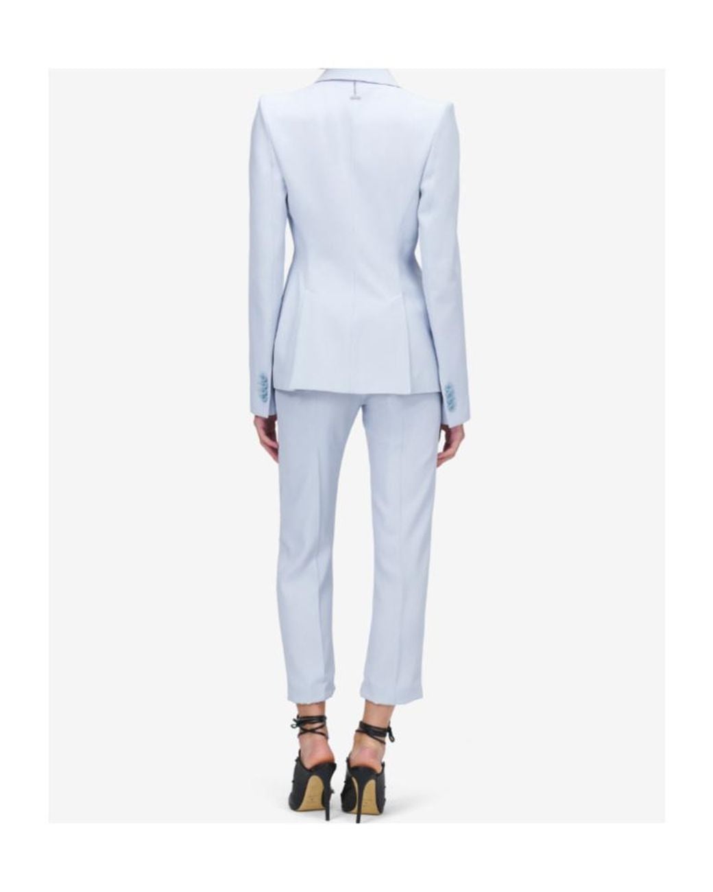 McQueen White Cropped Tailored Trousers