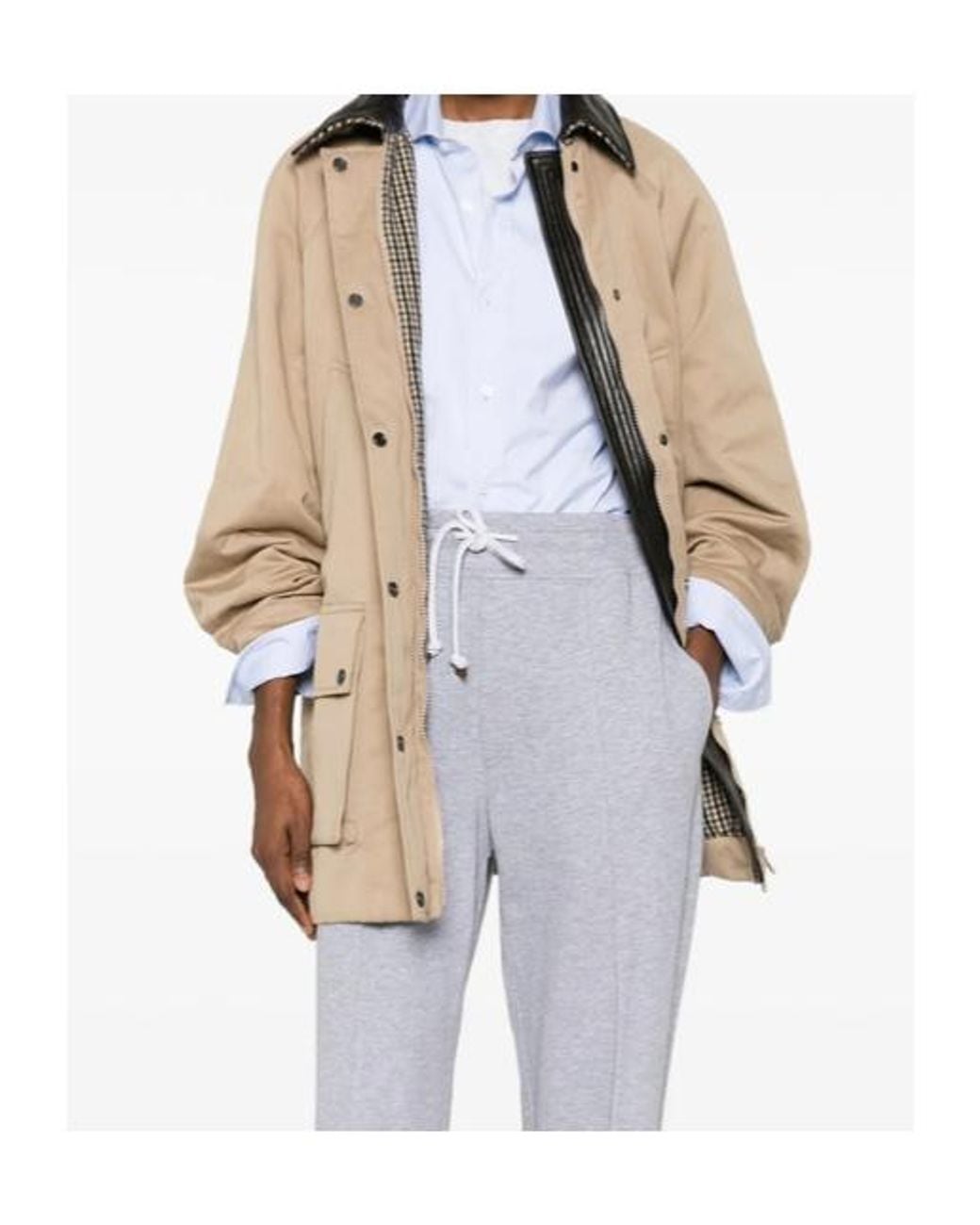 Brunello Cucinelli Natural Leather-Trim Coat